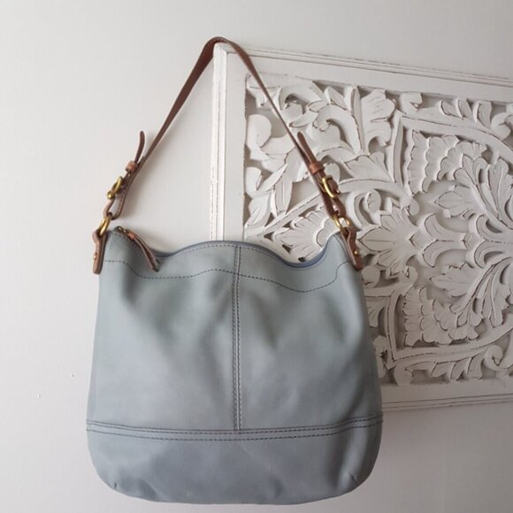 FOSSIL Light Blue Leather Shoulder Bag - Picture 3 of 14
